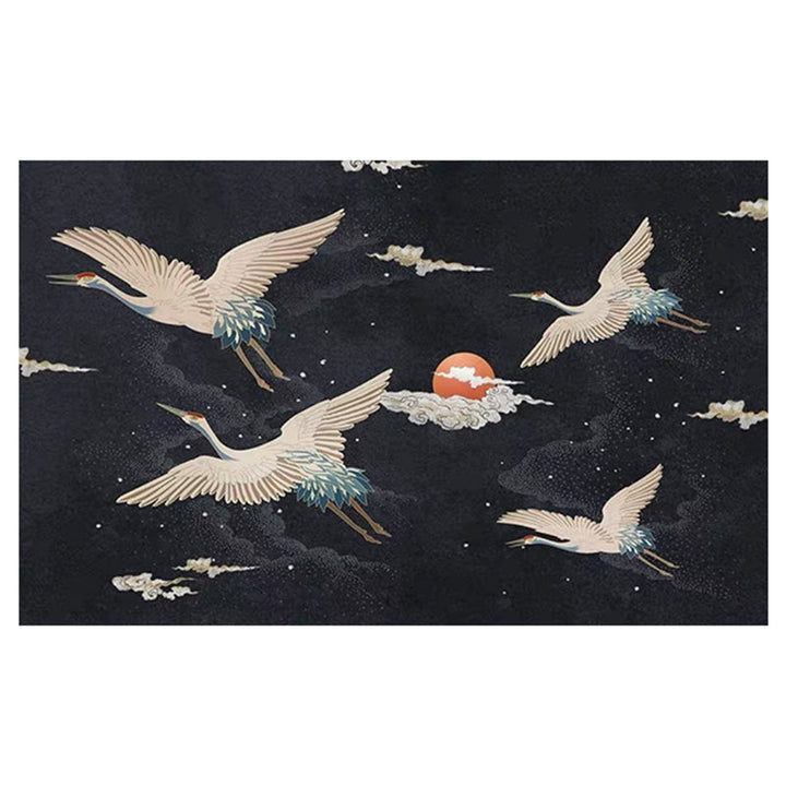 BowLift | Nordic Crane Pattern Rug Multi-Color Synthetic Area Rug Pet-Friendly Easy Maintenance Stain-Resistant Carpet for Room