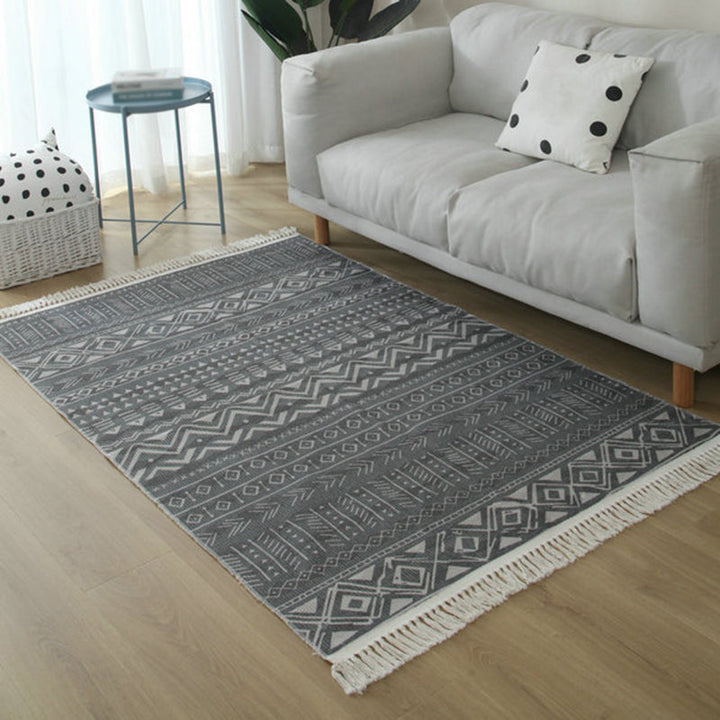 BowLift | Simple Living Room Rug Multicolored Geometric Printed Area Rug Cotton Pet Friendly Easy Care Indoor Rug