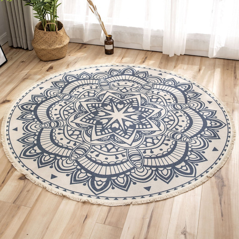 BowLift | Moroccan geometric printed carpet Multicolored cotton rug easy-care pet-friendly indoor rug for the bedroom