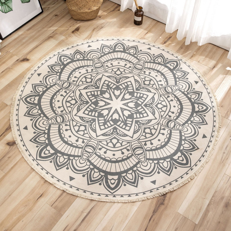 BowLift | Moroccan geometric printed carpet Multicolored cotton rug easy-care pet-friendly indoor rug for the bedroom