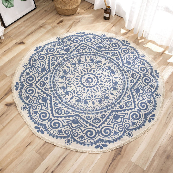 BowLift | Moroccan geometric printed carpet Multicolored cotton rug easy-care pet-friendly indoor rug for the bedroom