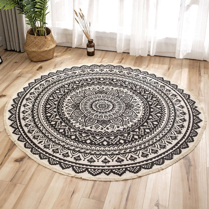 BowLift | Moroccan geometric printed carpet Multicolored cotton rug easy-care pet-friendly indoor rug for the bedroom
