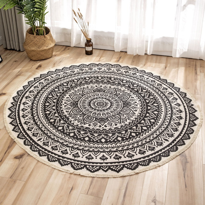BowLift | Moroccan geometric printed carpet Multicolored cotton rug easy-care pet-friendly indoor rug for the bedroom