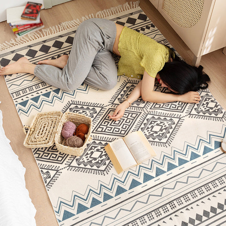 BowLift | Multicolored Bedroom Rug Western Geometric Printed Area Rug Cotton Easy Care Pet Friendly Indoor Rug