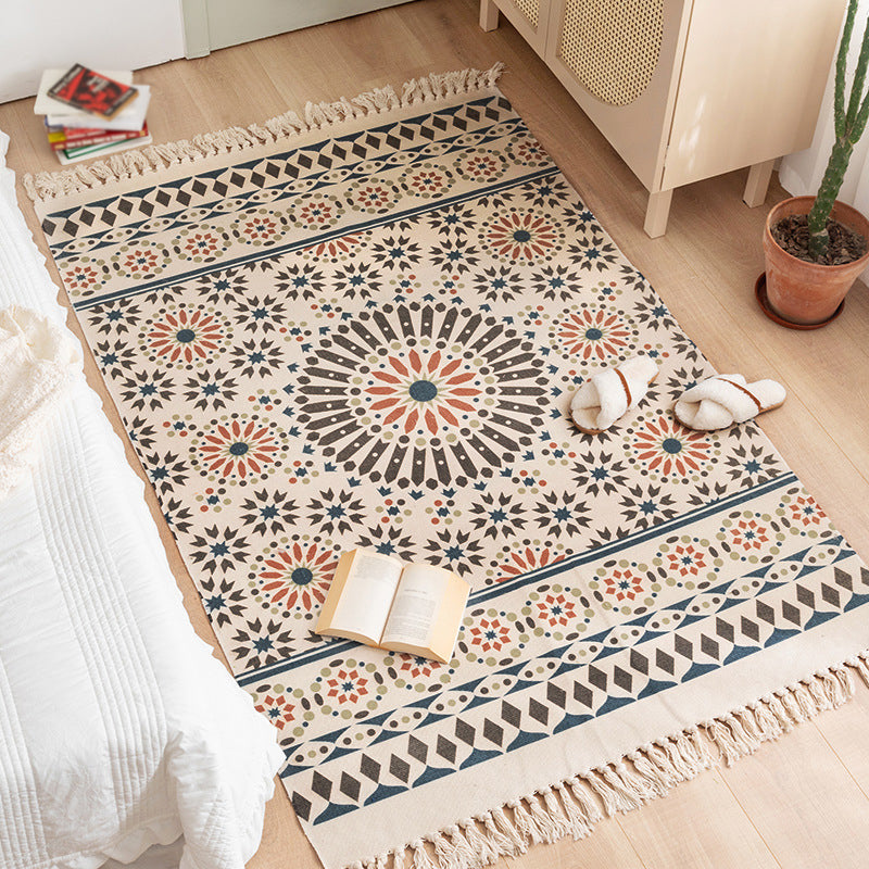 BowLift | Multicolored Bedroom Rug Western Geometric Printed Area Rug Cotton Easy Care Pet Friendly Indoor Rug