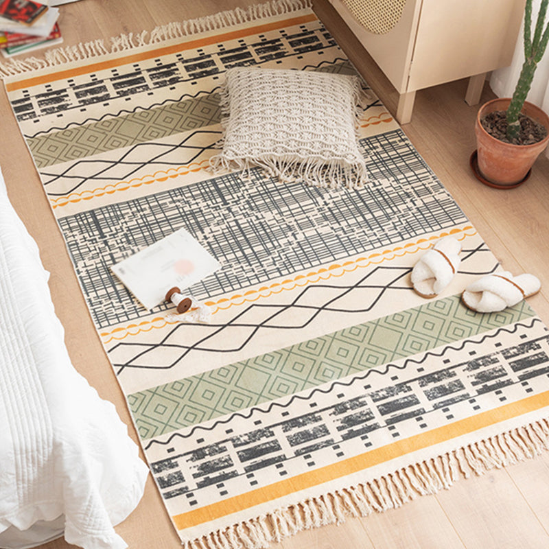 BowLift | Multicolored Bedroom Rug Western Geometric Printed Area Rug Cotton Easy Care Pet Friendly Indoor Rug