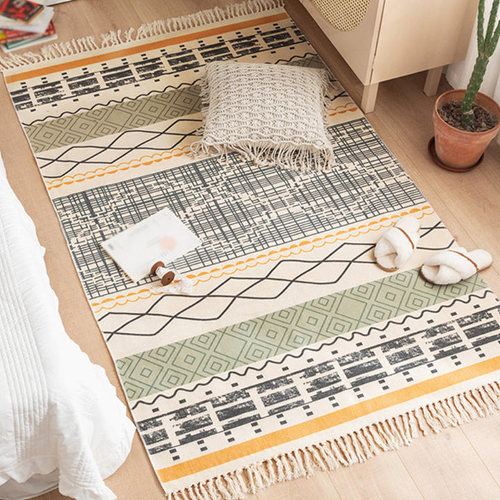 BowLift | Multicolored Bedroom Rug Western Geometric Printed Area Rug Cotton Easy Care Pet Friendly Indoor Rug