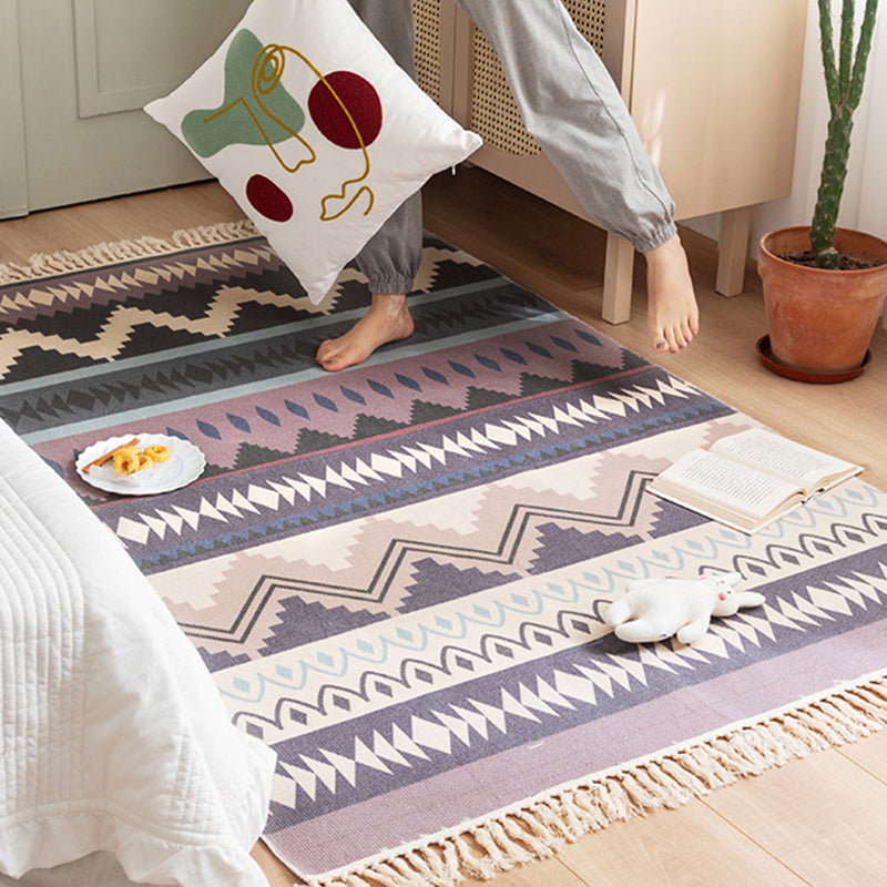 BowLift | Multicolored Bedroom Rug Western Geometric Printed Area Rug Cotton Easy Care Pet Friendly Indoor Rug