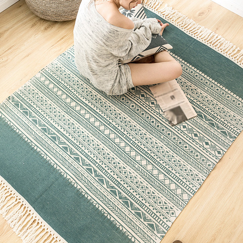 BowLift | Multicolored Bedroom Rug Western Geometric Printed Area Rug Cotton Easy Care Pet Friendly Indoor Rug