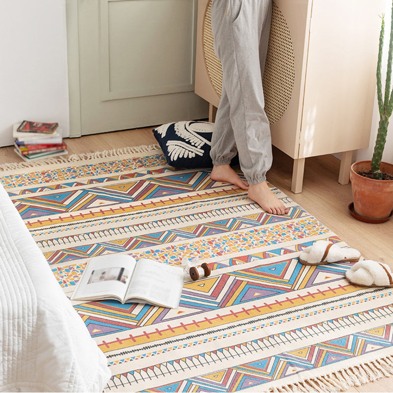 BowLift | Multicolored Bedroom Rug Western Geometric Printed Area Rug Cotton Easy Care Pet Friendly Indoor Rug