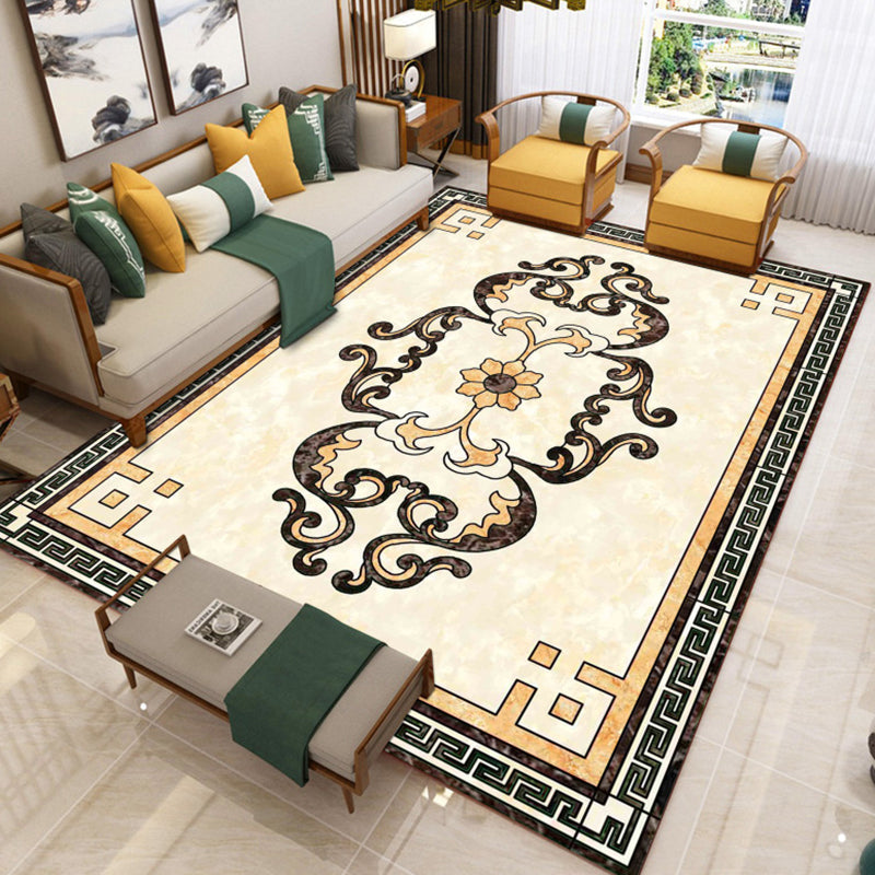 BowLift | Trendy Living Room Rug Colorful Flower Printed Area Rug Synthetic Non-Slip Back Stain Resistant Indoor Rug