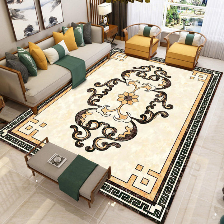 BowLift | Trendy Living Room Rug Colorful Flower Printed Area Rug Synthetic Non-Slip Back Stain Resistant Indoor Rug
