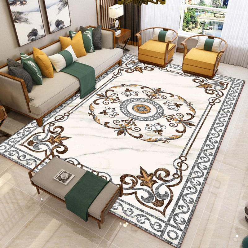 BowLift | Trendy Living Room Rug Colorful Flower Printed Area Rug Synthetic Non-Slip Back Stain Resistant Indoor Rug