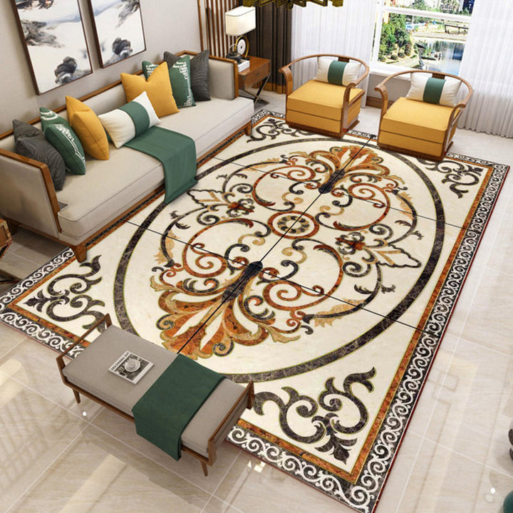 BowLift | Trendy Living Room Rug Colorful Flower Printed Area Rug Synthetic Non-Slip Back Stain Resistant Indoor Rug