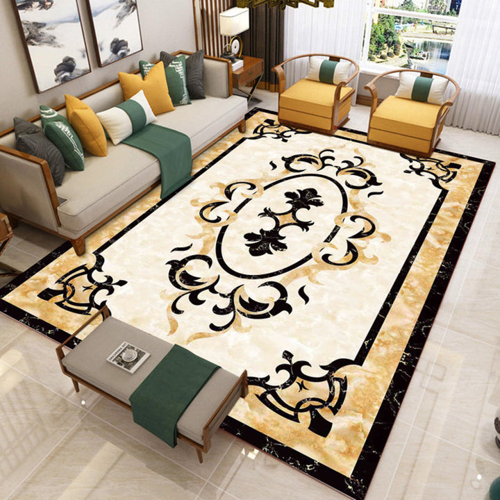BowLift | Trendy Living Room Rug Colorful Flower Printed Area Rug Synthetic Non-Slip Back Stain Resistant Indoor Rug