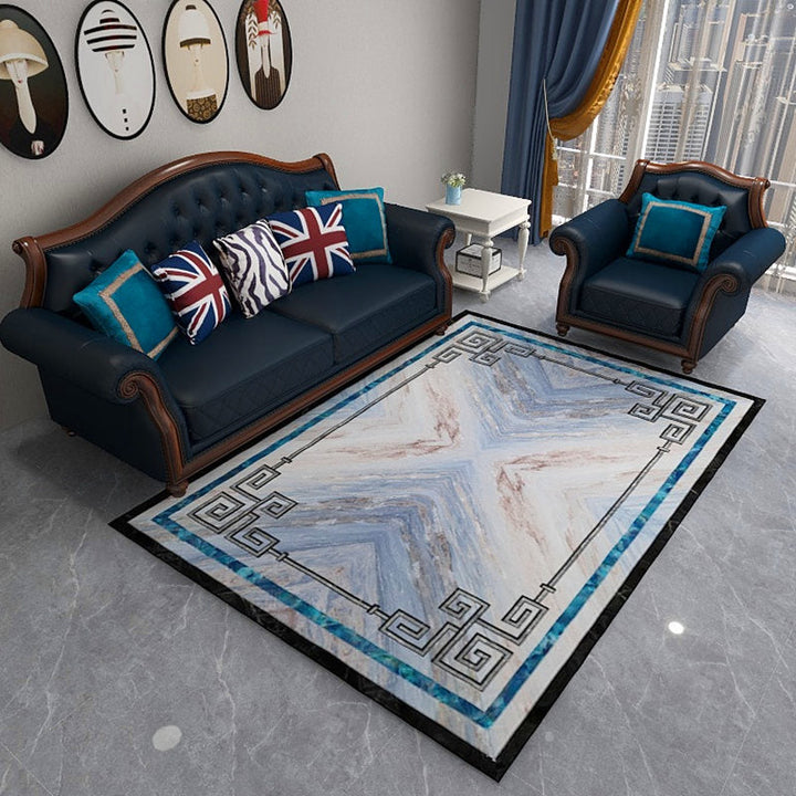 Scandinavian living room rug Multicolored checkered pattern Printed rug Polyester Non-slip Pet-friendly rug | Bowlift