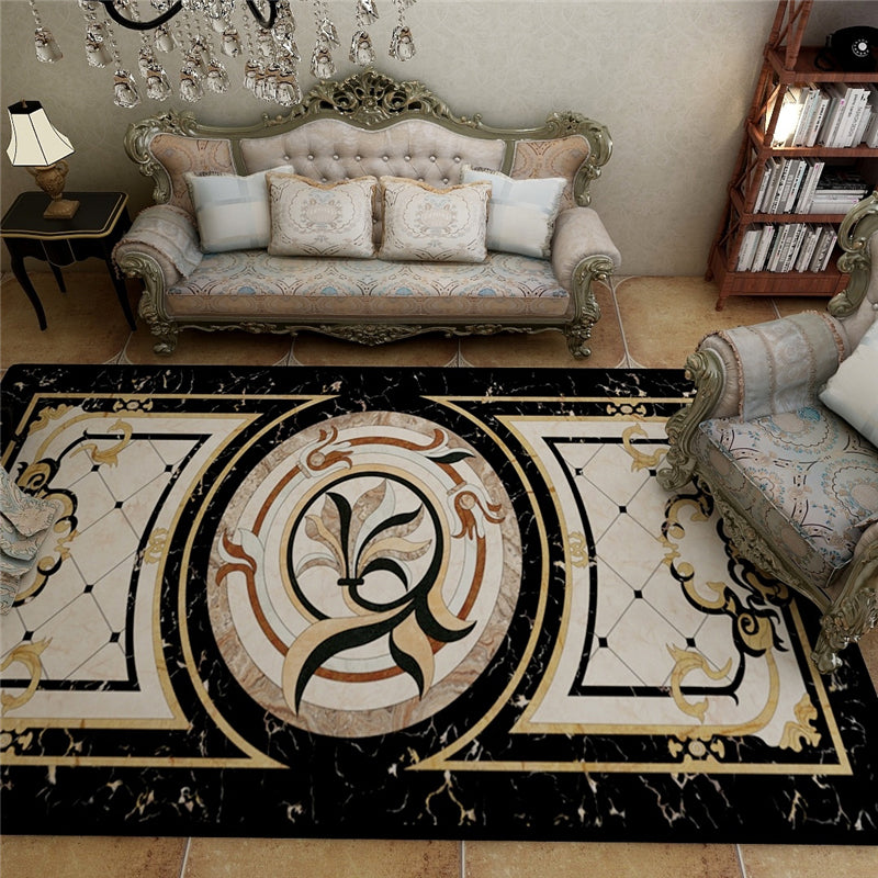 Scandinavian living room rug Multicolored checkered pattern Printed rug Polyester Non-slip Pet-friendly rug | Bowlift