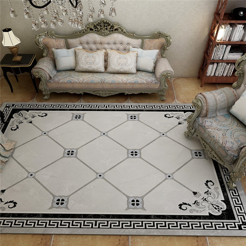 Scandinavian living room rug Multicolored checkered pattern Printed rug Polyester Non-slip Pet-friendly rug | Bowlift