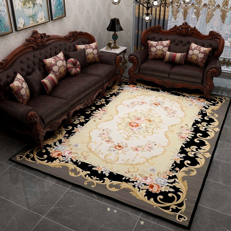 Scandinavian living room rug Multicolored checkered pattern Printed rug Polyester Non-slip Pet-friendly rug | Bowlift