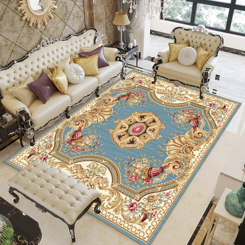 BowLift | Multicolor Modern Rug Polyester Floral Print Area Rug Non-Slip Backing Stain Resistant Indoor Rug for the Living Room