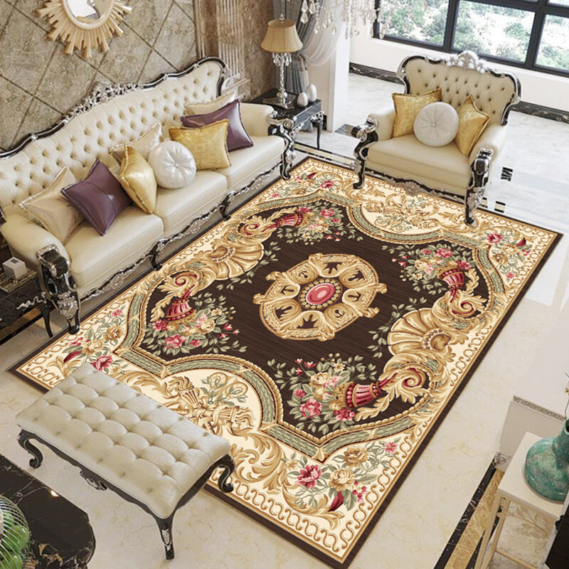 BowLift | Multicolor Modern Rug Polyester Floral Print Area Rug Non-Slip Backing Stain Resistant Indoor Rug for the Living Room