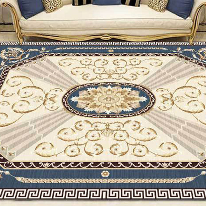 BowLift | Multicolor Modern Rug Polyester Floral Print Area Rug Non-Slip Backing Stain Resistant Indoor Rug for the Living Room