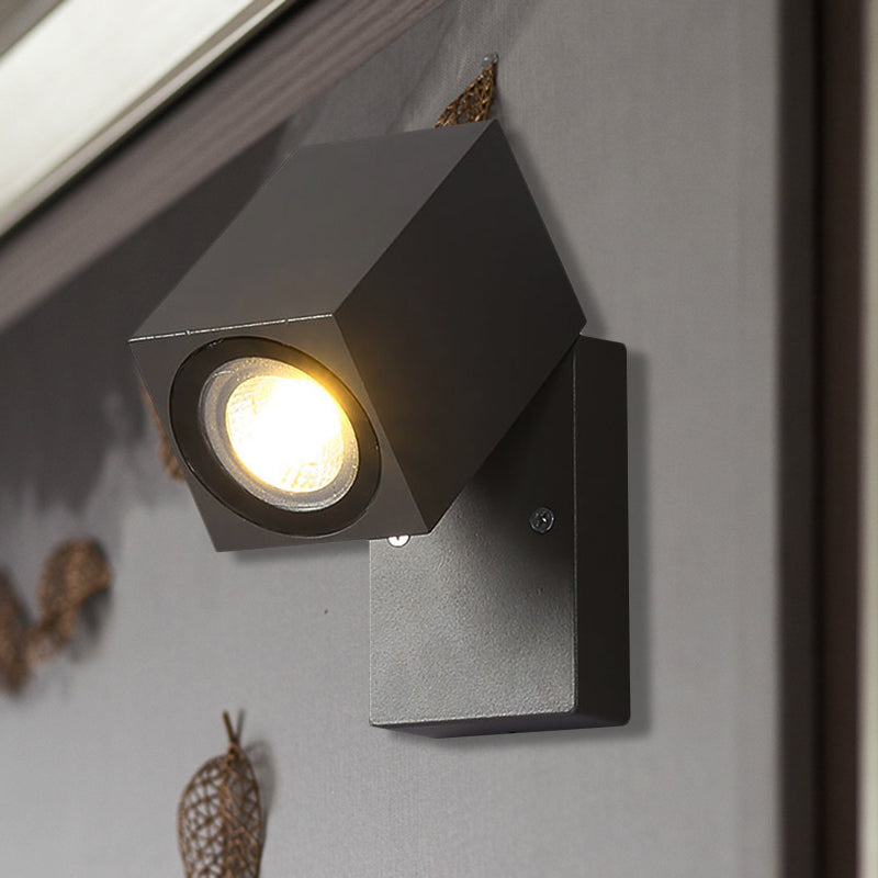 BowLift | Gray cubic shade wall light industrial style metallic LED patio adjustable wall mounted lamp