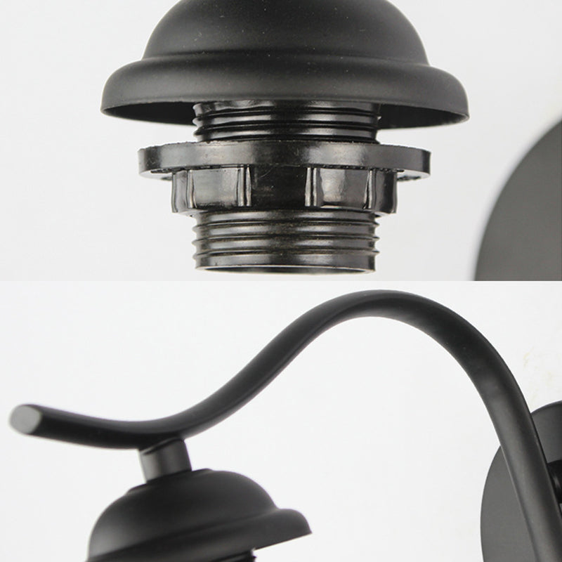 BowLift | Cone-shaped wall light with black curved arm traditional Tiffany wall light in white/beige for hallway