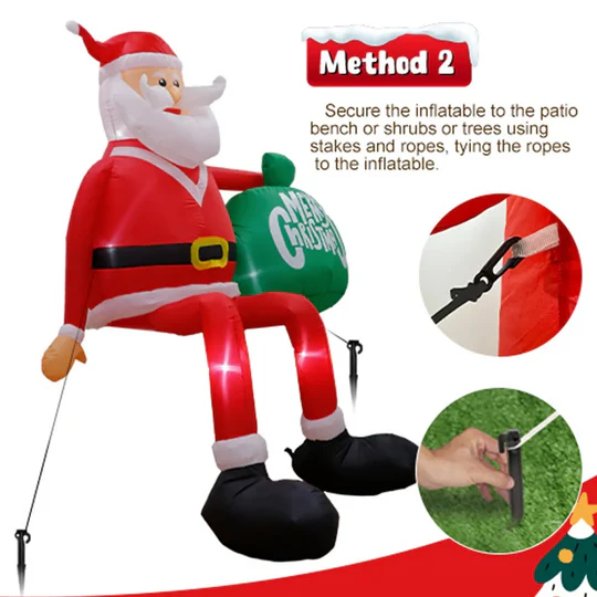 BowLift | Giant 8FT LED Inflatable Climbing Santa | Premium, Waterproof Outdoor Christmas Decor