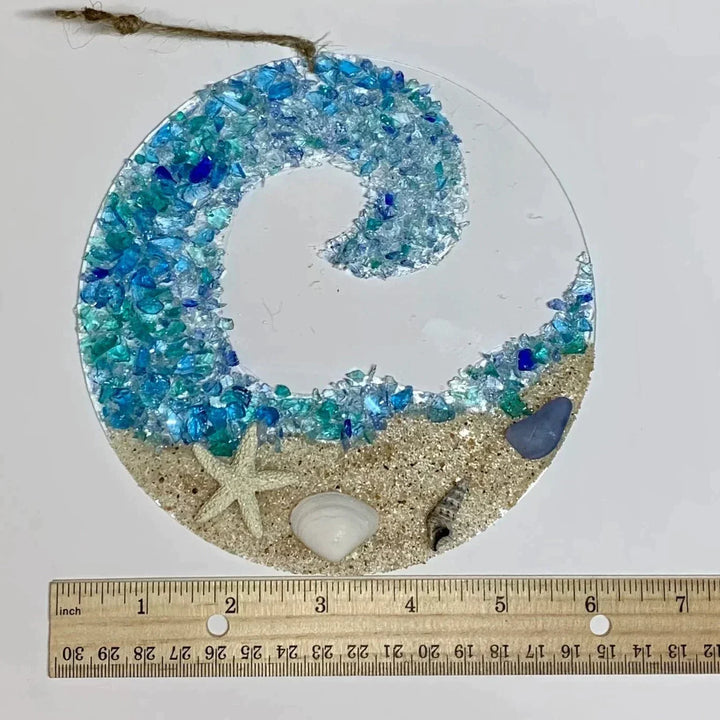 BowLift | Ocean glass sun catcher - Ocean-breaking wave beach ornament
