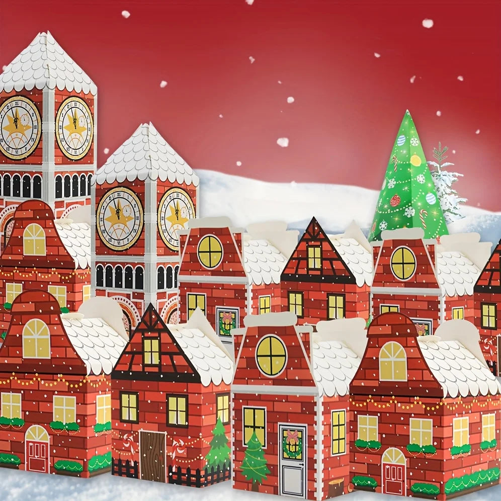 BowLift | Kerst Adventskalenderdozen – Feestelijke Verpakking met Peperkoekhuis Ontwerp