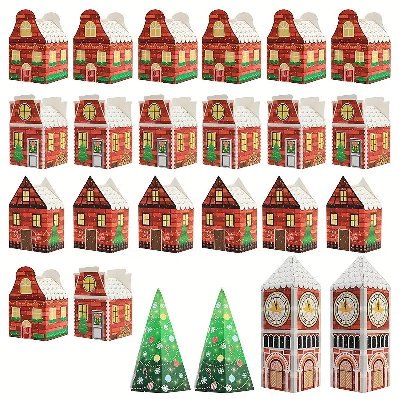 BowLift | Kerst Adventskalenderdozen – Feestelijke Verpakking met Peperkoekhuis Ontwerp