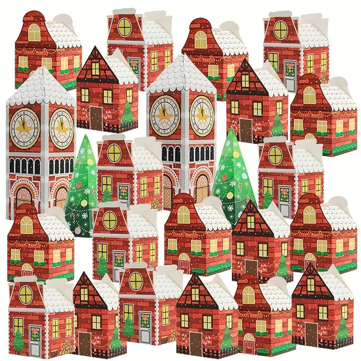 BowLift | Kerst Adventskalenderdozen – Feestelijke Verpakking met Peperkoekhuis Ontwerp