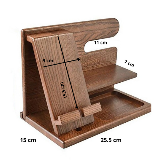 Charging station and desk organizer made of wood for phones and accessories Bowlift