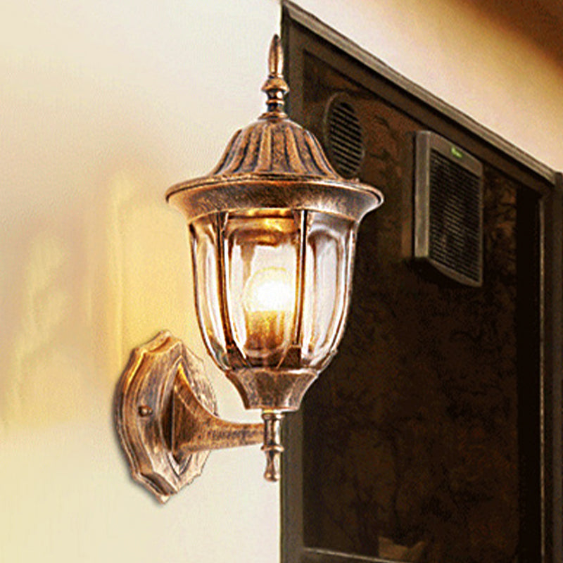 BowLift | Kerosene Outdoor Wall Lamp Fixture Industrial Clear Glass 1 Light Rust Wall Lamp