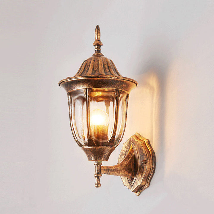 BowLift | Kerosene Outdoor Wall Lamp Fixture Industrial Clear Glass 1 Light Rust Wall Lamp