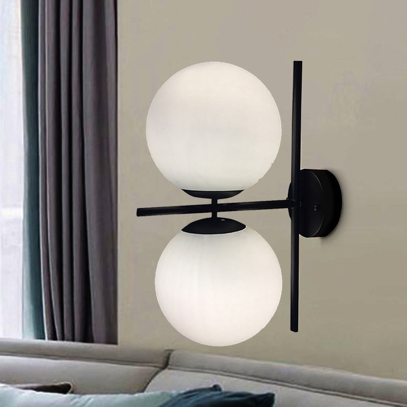 BowLift | Black spherical wall lighting modern opal glass 1 light living room wall lamp light