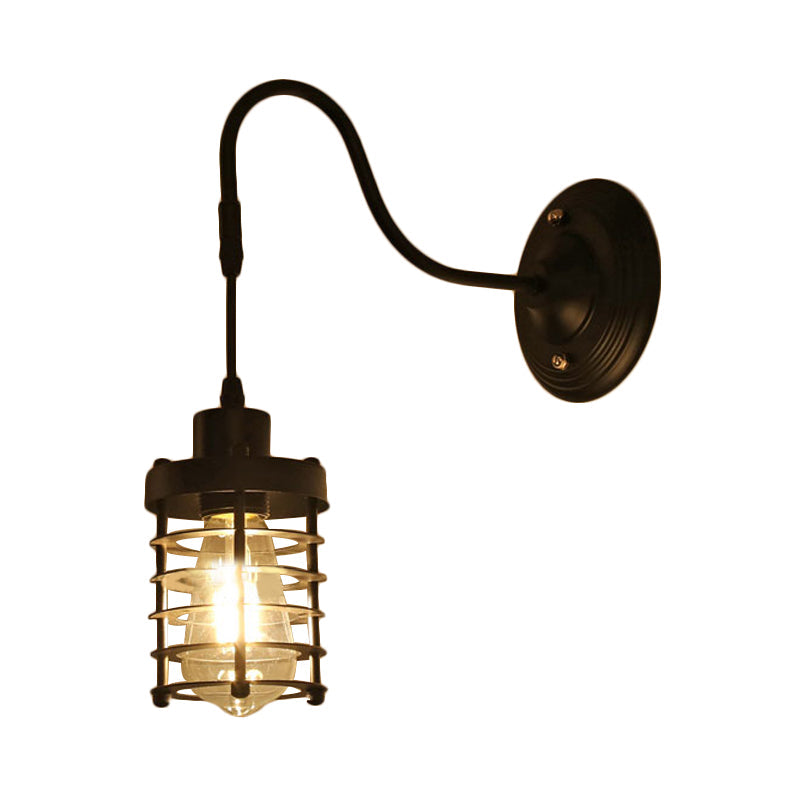 BowLift | Metal Cylinder/Hexagonal Engaged Wall Lamp Farm 1 Lamp Restaurant Wall Mount Fixture in Black