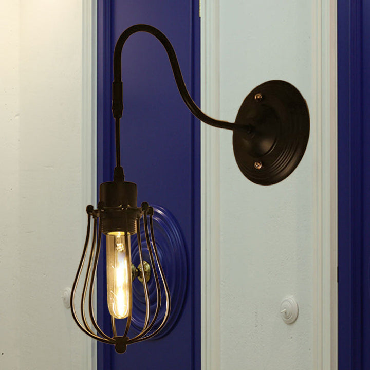 BowLift | Metal Cylinder/Hexagonal Engaged Wall Lamp Farm 1 Lamp Restaurant Wall Mount Fixture in Black