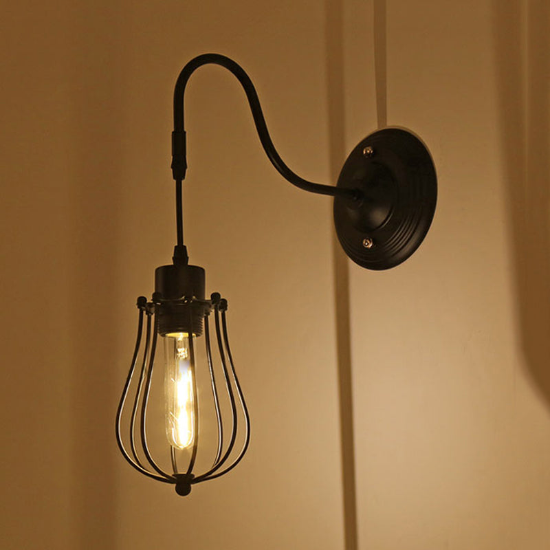 BowLift | Metal Cylinder/Hexagonal Engaged Wall Lamp Farm 1 Lamp Restaurant Wall Mount Fixture in Black