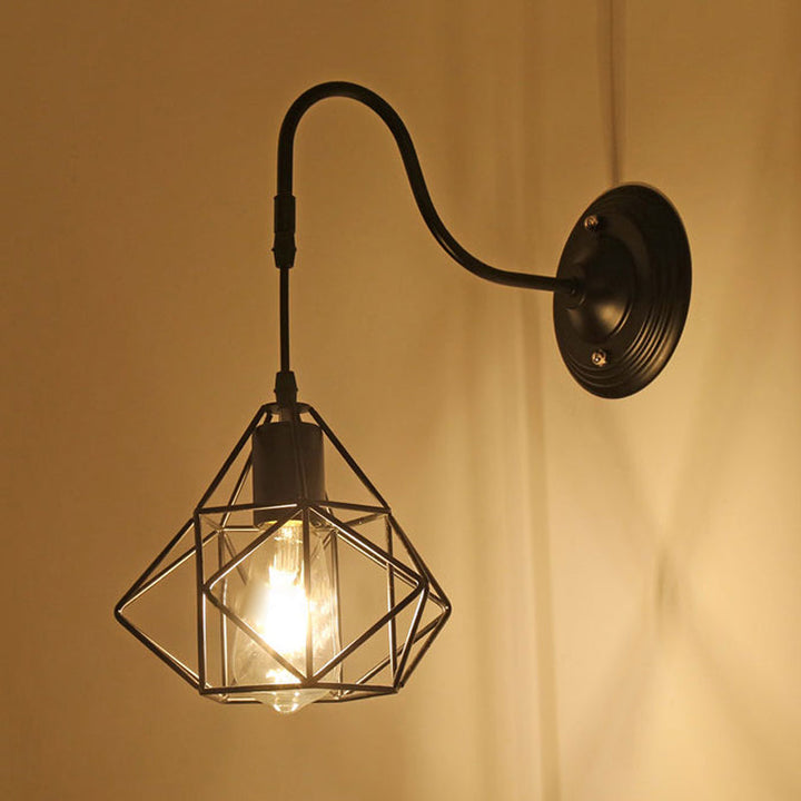BowLift | Metal Cylinder/Hexagonal Engaged Wall Lamp Farm 1 Lamp Restaurant Wall Mount Fixture in Black