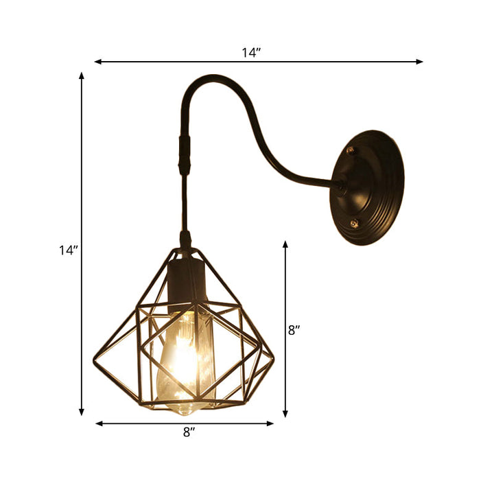 BowLift | Metal Cylinder/Hexagonal Engaged Wall Lamp Farm 1 Lamp Restaurant Wall Mount Fixture in Black