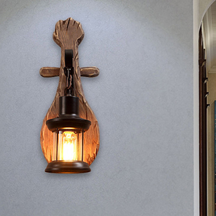 BowLift | Clear Glass Lantern Wall Light Coastal 1 Light Dining Room Fixture with Spoon