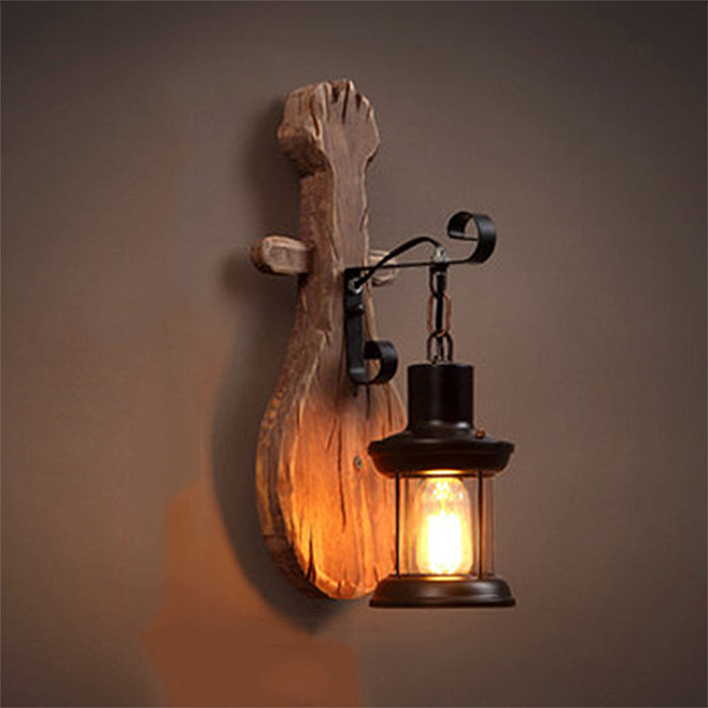 BowLift | Clear Glass Lantern Wall Light Coastal 1 Light Dining Room Fixture with Spoon