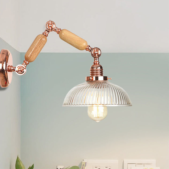 BowLift | 1 Light Prismatic Glass Wall Lamp Light Vintage Rose Gold Room Bedroom Lighting Fixture with Extendable Arm