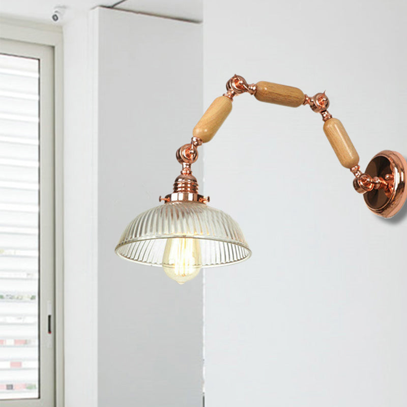 BowLift | A wall lamp with a bowl shade ribbed glass vintage style living room wall light fixture