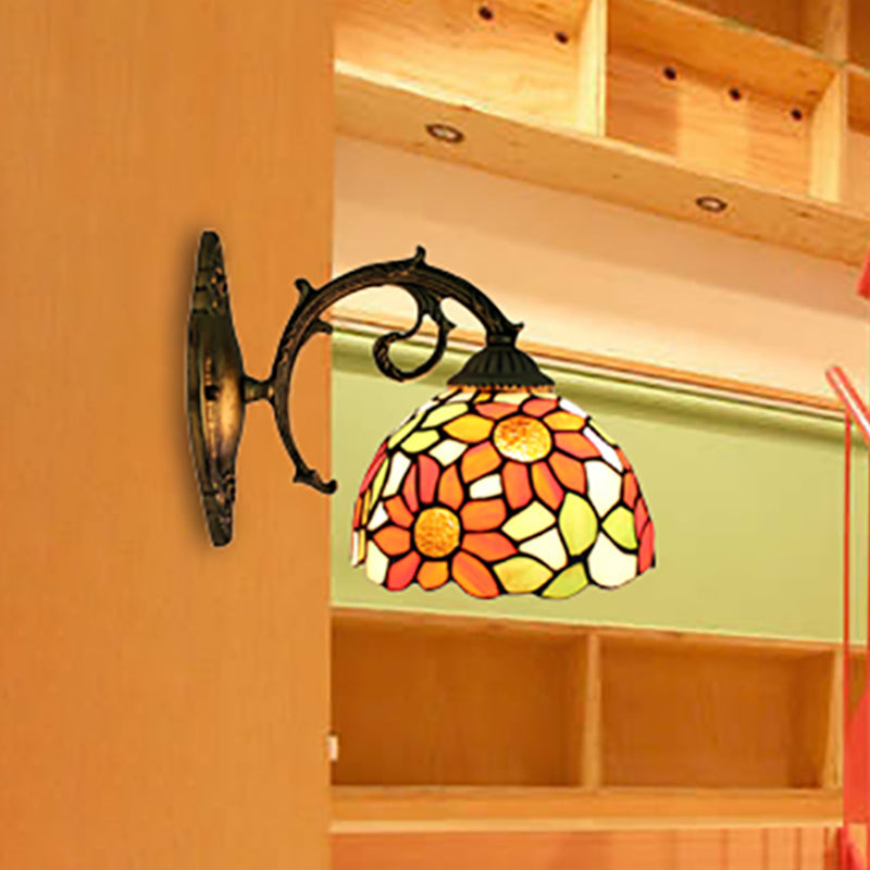 BowLift | Lodge Flower Wand lamp with curved arm 1 light mini wall lighting for living room