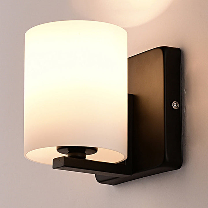 BowLift | White Umbrella Wall Light with Black Base 1 Light Modern Style Milk Glass Wall Light for the Living Room