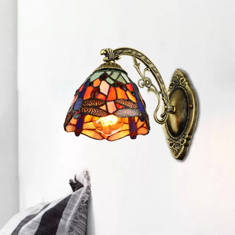 BowLift | Lodge Style Dragonfly Wall Mount Light Woven Glass Multicolor Wall Lamp Lighting
