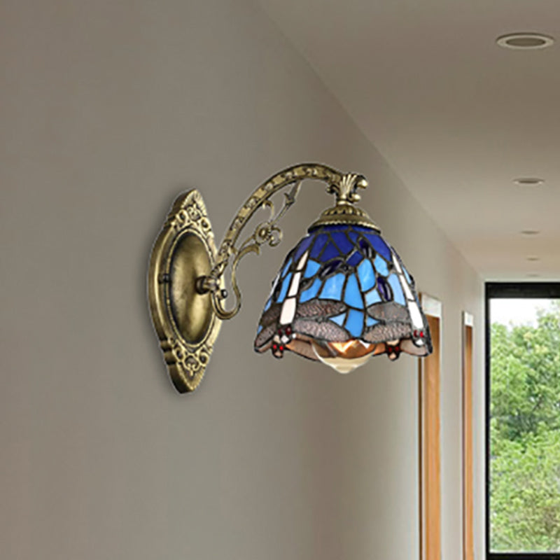 BowLift | Lodge Style Dragonfly Wall Mount Light Woven Glass Multicolor Wall Lamp Lighting